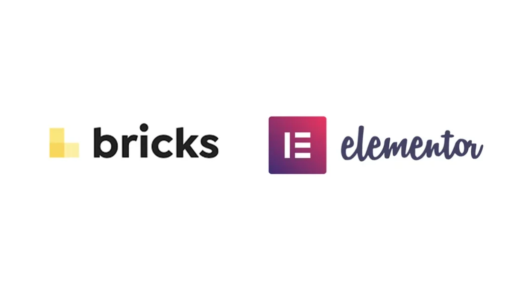 A Bricks és az Elementor logója egymás mellett